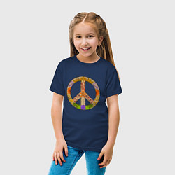 Футболка хлопковая детская Peace and flowers, цвет: тёмно-синий — фото 2