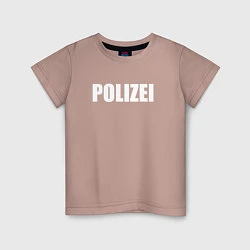 Футболка хлопковая детская POLIZEI Полиция Надпись Белая, цвет: пыльно-розовый