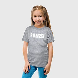 Футболка хлопковая детская POLIZEI Полиция Надпись Белая, цвет: меланж — фото 2