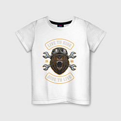 Детская футболка Медведь мотоциклист