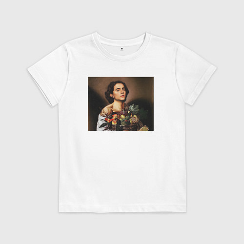 Детская футболка Тимоти Шаламе картина корзина с фруктами Timothee / Белый – фото 1