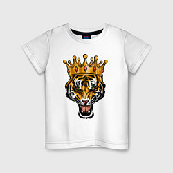 Футболка хлопковая детская Царь тигр, цвет: белый