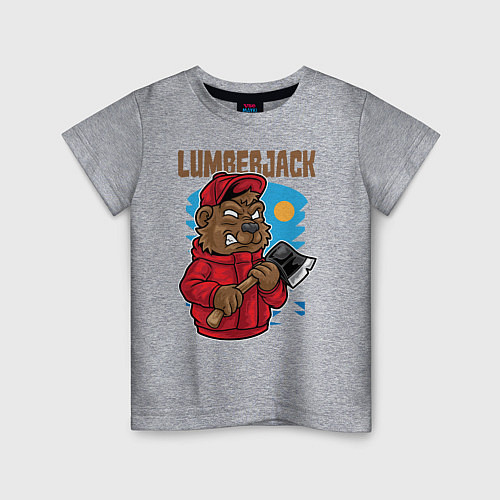 Детская футболка Медведь с топором / Меланж – фото 1