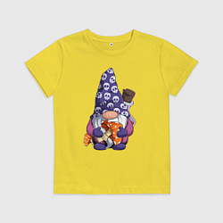 Футболка хлопковая детская Гном с мухомором, цвет: желтый