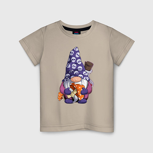 Детская футболка Гном с мухомором / Миндальный – фото 1