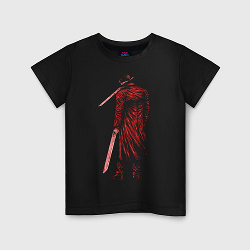 Детская футболка Человек Катана силуэт / Черный – фото 1