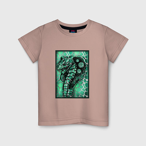 Детская футболка Кобра Змеиный стиль 2 / Пыльно-розовый – фото 1