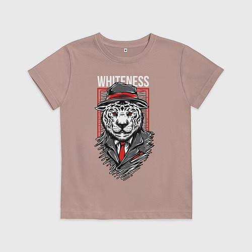 Детская футболка Тигр в шляпе / Пыльно-розовый – фото 1