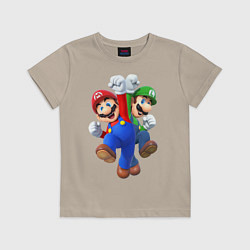 Футболка хлопковая детская Mario Bros, цвет: миндальный