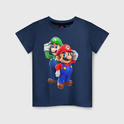 Футболка хлопковая детская Mario Bros, цвет: тёмно-синий