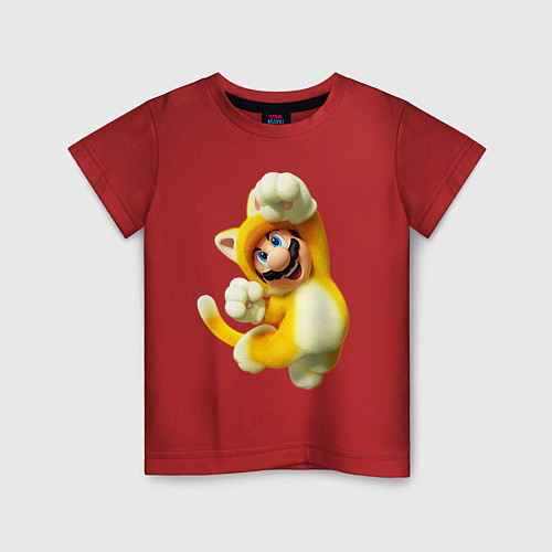 Детская футболка Mario cat / Красный – фото 1