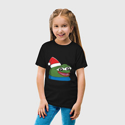 Футболка хлопковая детская Pepe, pepe happy, Пепе хеппи, pepe happy new year, цвет: черный — фото 2