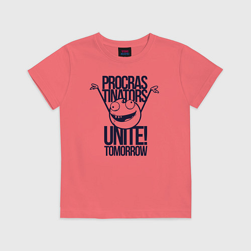 Детская футболка Лодыри объединяются завтра / Коралловый – фото 1