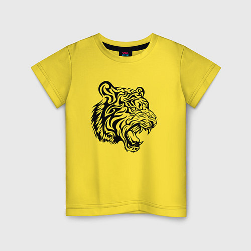 Детская футболка Голова тигра тату / Желтый – фото 1