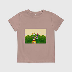 Футболка хлопковая детская Mario Coins, цвет: пыльно-розовый