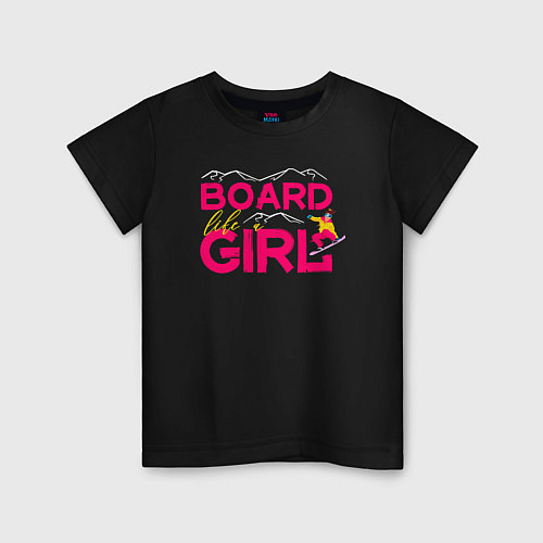 Детская футболка BOARD LIKE A GIRL / Черный – фото 1