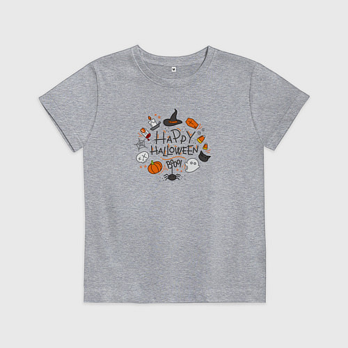 Детская футболка Happy Halloween! Boooo!!! / Меланж – фото 1