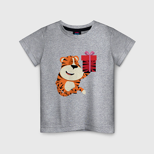 Детская футболка Тигренок с подарком к Новому Году / Меланж – фото 1