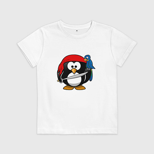Детская футболка Пингвин пират / Белый – фото 1
