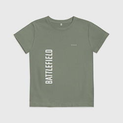 Футболка хлопковая детская BATTLEFIELD 2042 БЕЛЫЙ ЛОГОТИП, цвет: авокадо