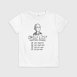 Детская футболка Лист супергеройских тренировок Сайтамы