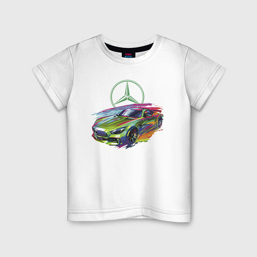 Детская футболка Mercedes V8 Biturbo motorsport - sketch / Белый – фото 1