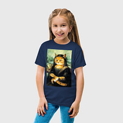 Футболка хлопковая детская Мона киса, цвет: тёмно-синий — фото 2