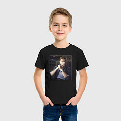 Футболка хлопковая детская Леонардо Ди Каприо, фотопортрет, цвет: черный — фото 2