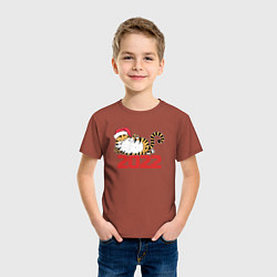 Футболка хлопковая детская Романтичный тигр 2022, цвет: кирпичный — фото 2