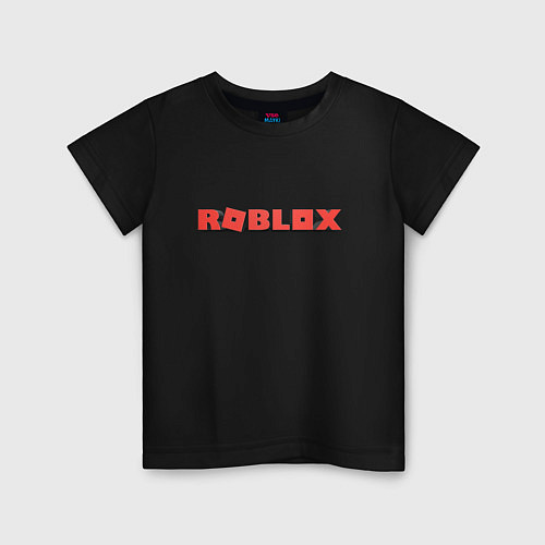 Детская футболка Roblox logo red роблокс логотип красный / Черный – фото 1