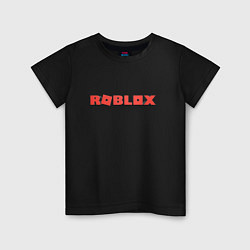 Футболка хлопковая детская Roblox logo red роблокс логотип красный, цвет: черный