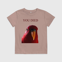 Футболка хлопковая детская Красный попугай, цвет: пыльно-розовый