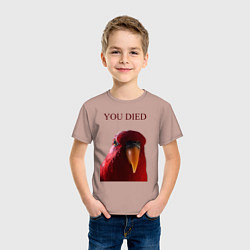 Футболка хлопковая детская Красный попугай, цвет: пыльно-розовый — фото 2