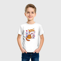 Футболка хлопковая детская Cute little tiger cub, цвет: белый — фото 2