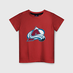 Футболка хлопковая детская Колорадо Эвеланш логотип, цвет: красный