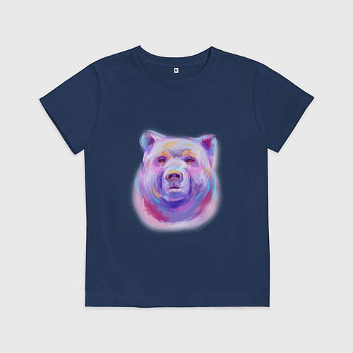 Детская футболка Неоновый медведь / Тёмно-синий – фото 1