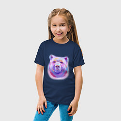 Футболка хлопковая детская Неоновый медведь, цвет: тёмно-синий — фото 2
