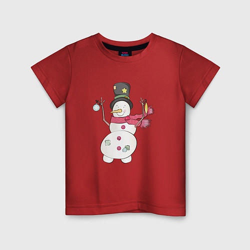 Детская футболка Потрепанный снеговик / Красный – фото 1