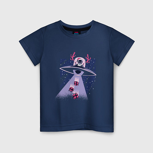 Детская футболка Alien Santa / Тёмно-синий – фото 1