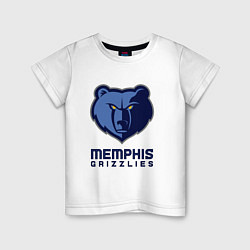 Футболка хлопковая детская Мемфис Гриззлис, Memphis Grizzlies, цвет: белый