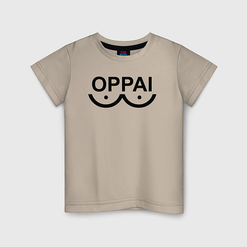 Детская футболка OPPAI как у Сайтамы One Punch-Man / Миндальный – фото 1