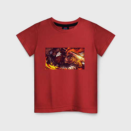 Детская футболка Взгляд Ренгоку Клинок рассекающий демонов / Красный – фото 1