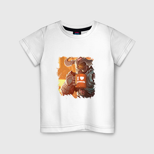 Детская футболка I LOVE HUMANS DOOM DEMON / Белый – фото 1