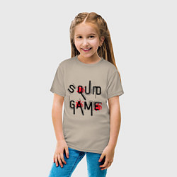 Футболка хлопковая детская Blood Squid Game, цвет: миндальный — фото 2