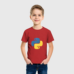 Футболка хлопковая детская Python язык, цвет: красный — фото 2