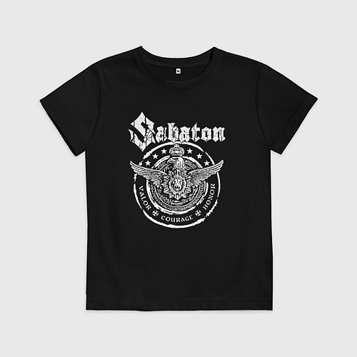 Детская футболка Белый логотип Sabaton / Черный – фото 1