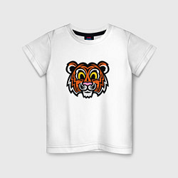 Футболка хлопковая детская Голова забавного тигра, цвет: белый