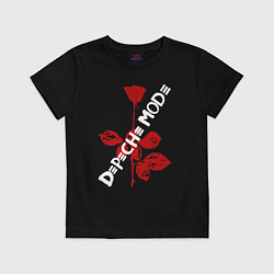 Футболка хлопковая детская Depeche Mode красная роза, цвет: черный