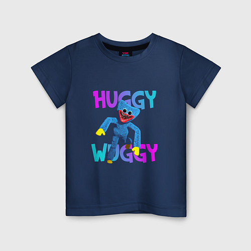 Детская футболка Huggy Wuggy: Игрушка с зубами / Тёмно-синий – фото 1