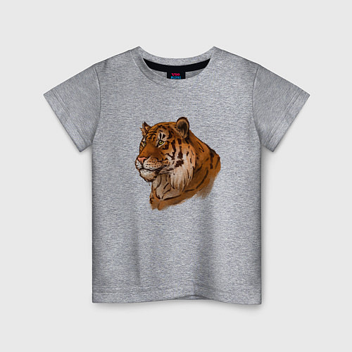 Детская футболка Тигр маслом / Меланж – фото 1